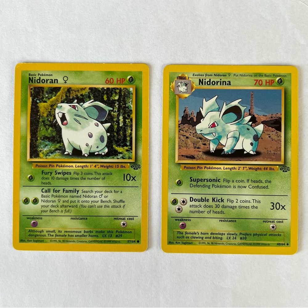 Vintage Pokemon Nidoran & Nidorina Playing Cards